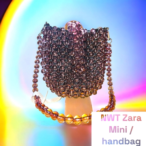 Zara Handbags - NWT Zara handbag, chunky bead shoulder bag minibag, beautifully light reflective